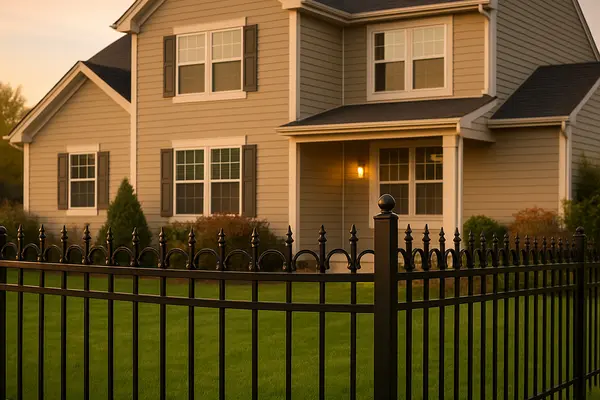 a metal fence aound a house from Dallas Fence Company in Dallas, TX - Deer fencing & ranch rail installation