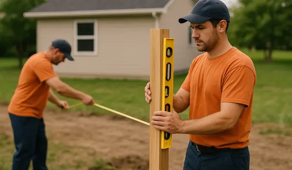 2 male fence contractors building a new fence from Dallas Fence Company in Dallas, TX - wood fence repair